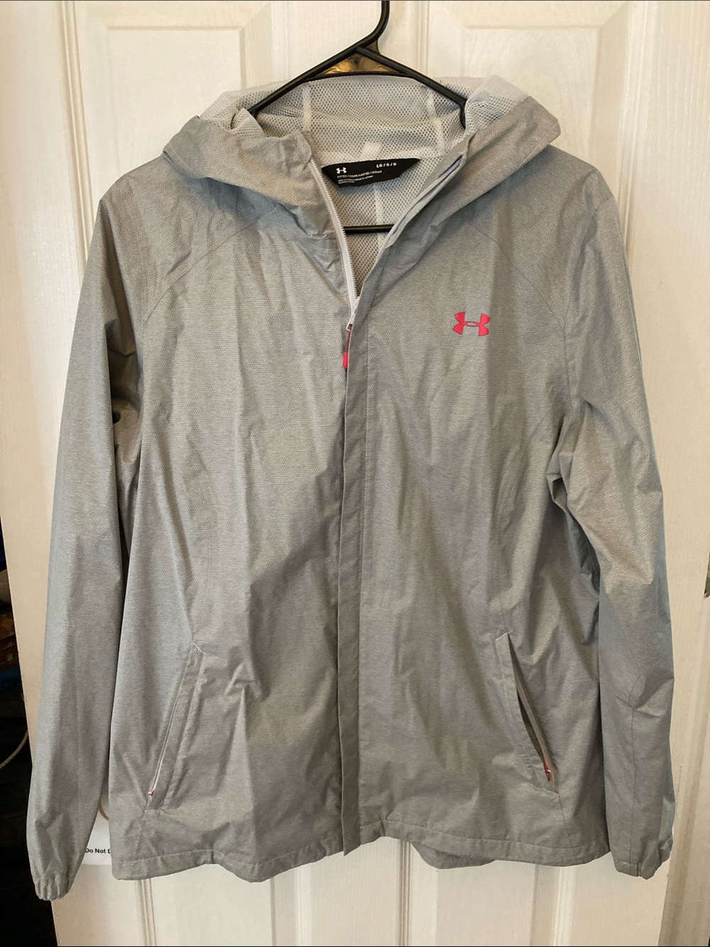 Under Armour Gray Hooded Lightweight Jacket with Pink Logo